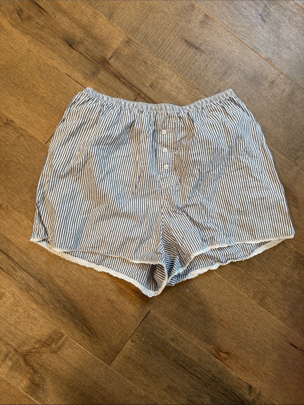 Colsie Blue and White Striped High Waist Lounge Shorts